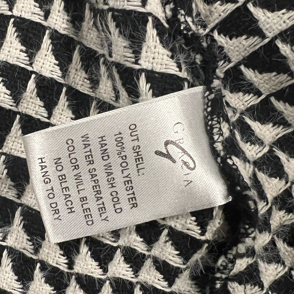 GRACIA gorgeous black and white woven jacket with an elastic waist. Sz M - Picture 10 of 10